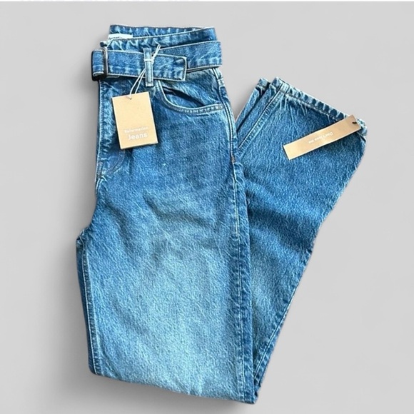 Reformation Denim - Reformation Cynthia Belted High Rise Straight Jeans size 26 NWT